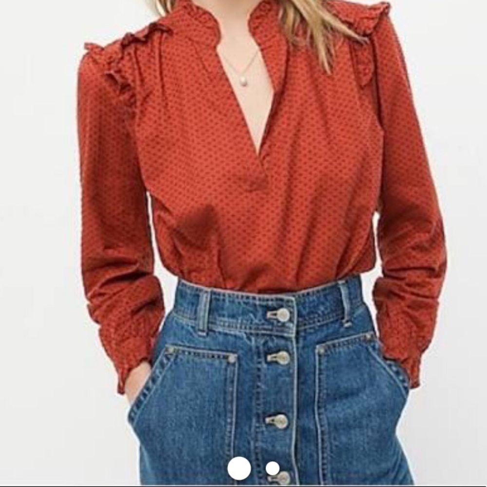 J Crew Ruffle Dot Popover